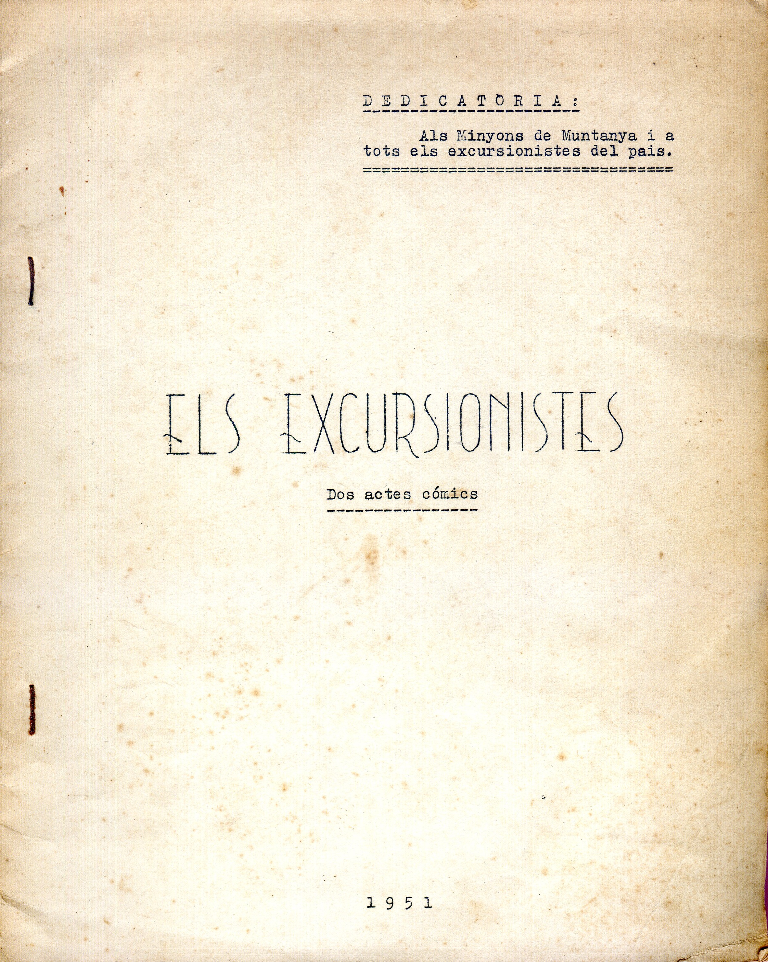 Excursionistes, Els : Dos actes cómics - Portada